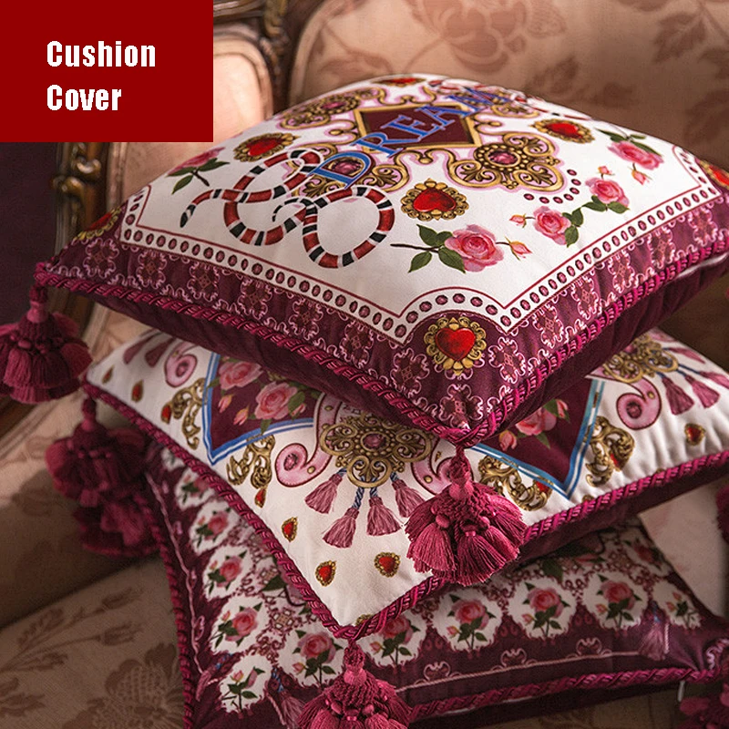 

French Cushion Cover Light Luxury Classical Sofa Cushion Home Decor Livingroom Office Pillowcase Decorative Pillows for Sofa