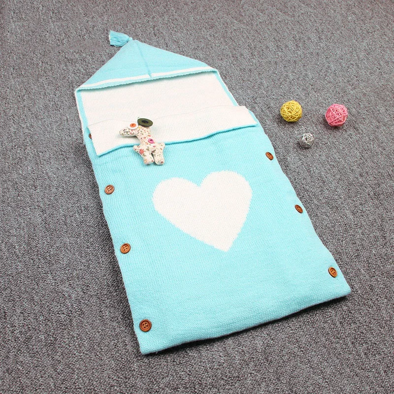 MOTOHOOD  knitted Baby Sleeping Bags Winter For Stroller Cute Heart Envelopes baby slaapzak Newborn Baby Sleep Sack (7)