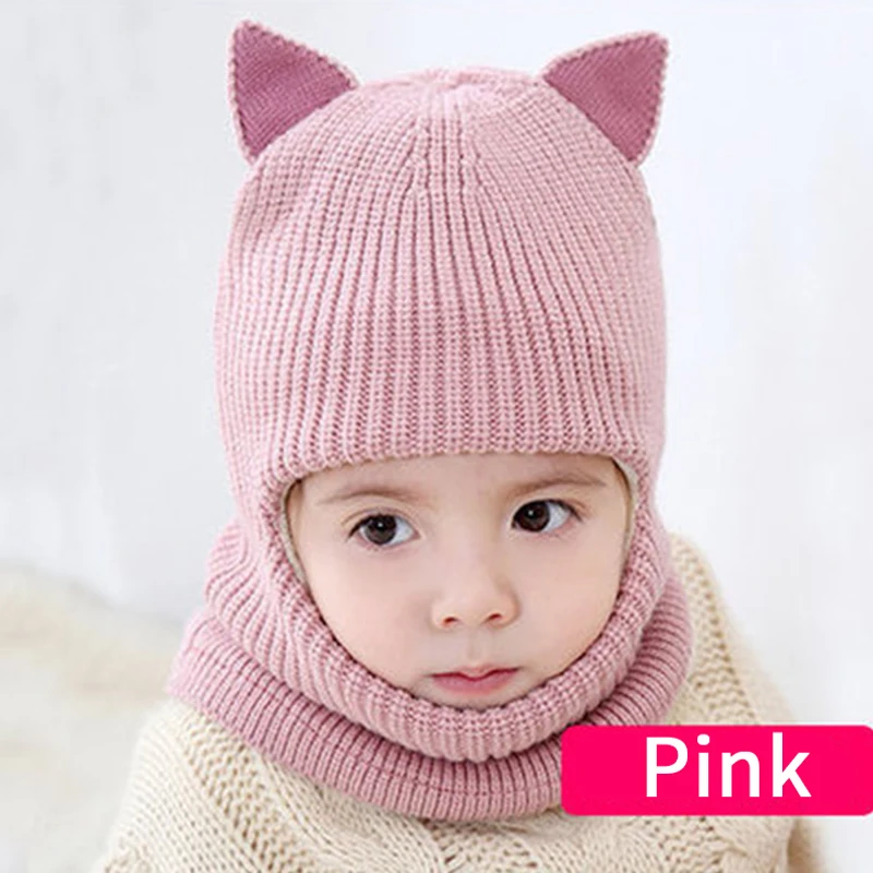 Милые вязаные детские шляпы шарф с ушками шерсть Venonat Turban Beanie Теплые шапки Мягкая шапка для девочек мальчиков Капот Осень Зима Новинка