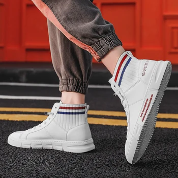 

2020 Newest Fashion High top Canvas Shoes Men Sneakers Young Cool Sneakers Casual Men Vulcanize Shoes Black Gray White Lace-up