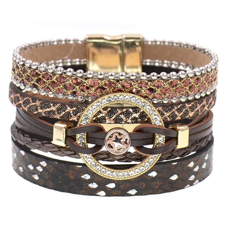 Charm Leather Bracelets bracelet jewelry For Women Trendy Boho Multilayer Wrap Bracelet Female Jewelry
