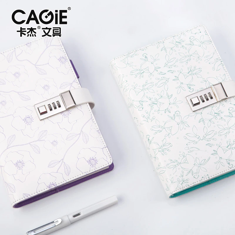 

2020Leather Password lock monthly weekly daily Diary Book Planner Thickened Notebook School Office supplise Stationery for girls