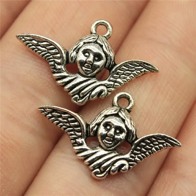 20pcs Angel charms antique silver tone halo angel pendants DIY for jewerly making 19x19mm