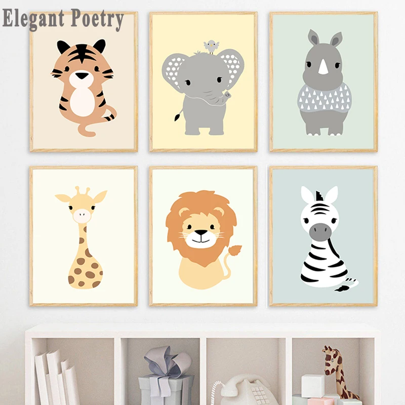 

Zebra Animal Tiger Elephant Nursery Wall Art Canvas Painting Nordic Posters And Prints Wall Pictures Baby Kids Room Decor