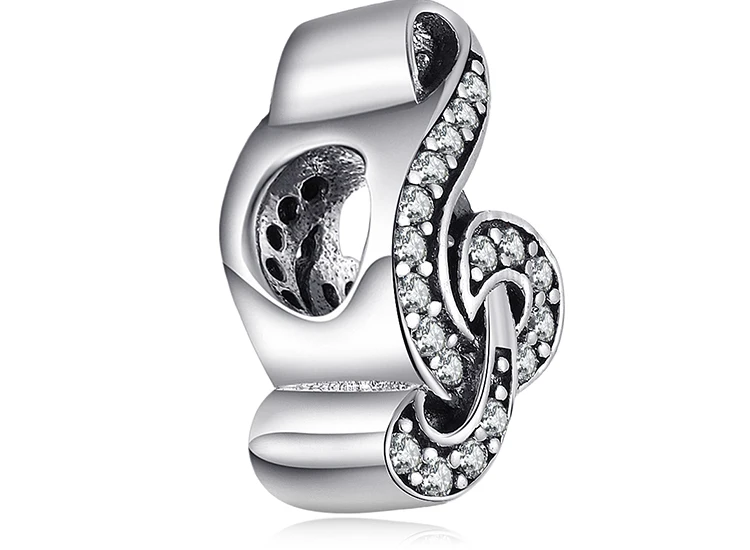 Jewelrypalace 925 пробы серебро скрипичный ключ кубические циркониевые бусины Подвески Fit Браслет в подарок для нее модные юбилейные украшения