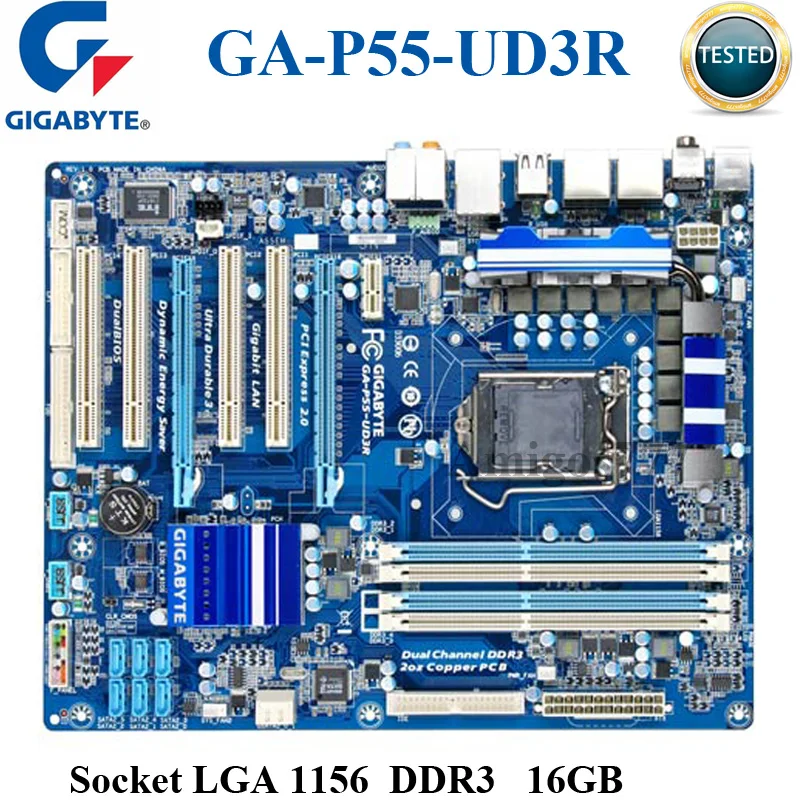 Socket LGA 1156 DDR3 Gigabyte материнская плата GA-P55-UD3R оригинальная настольная материнская плата P55-UD3R P55 Socket LGA 1156 DDR3 16GB ATX
