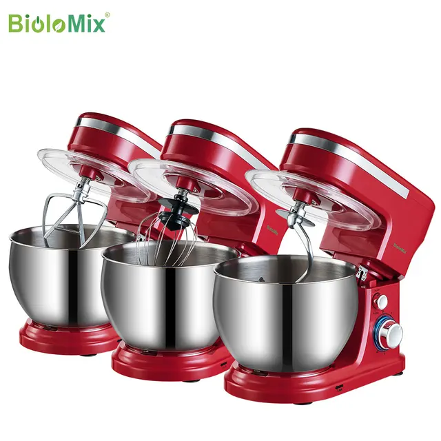 BioloMix 1200W  5L Stainless Steel Bowl 6-speed Kitchen Food Stand Mixer Cream Egg Whisk Whip Dough Kneading Mixer Blender 5