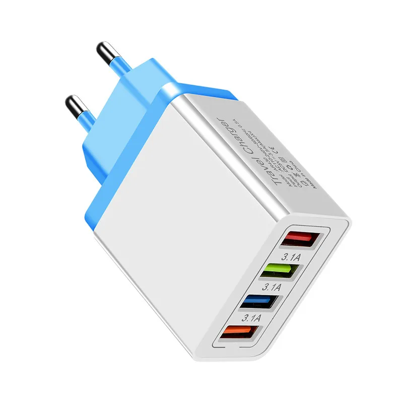 CinkeyPro 4-Порты USB Зарядное устройство для samsung iPhone huawei стены мобильного телефона 5 V/3.5A Универсальный адаптер быстрой зарядки - Тип штекера: 4 Ports Sky Blue