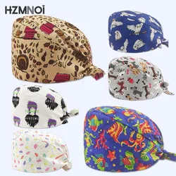 2021 Cartoon Printed Cotton Breathable Female Medical Nurse Cap Pet Hospital Surgeon Cap Dentist Cap Beauty Salon Chef Scrub Cap