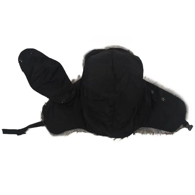 

Men Women Winter Trapper Trooper Earflap Warm Ski Hat With Mask, Black