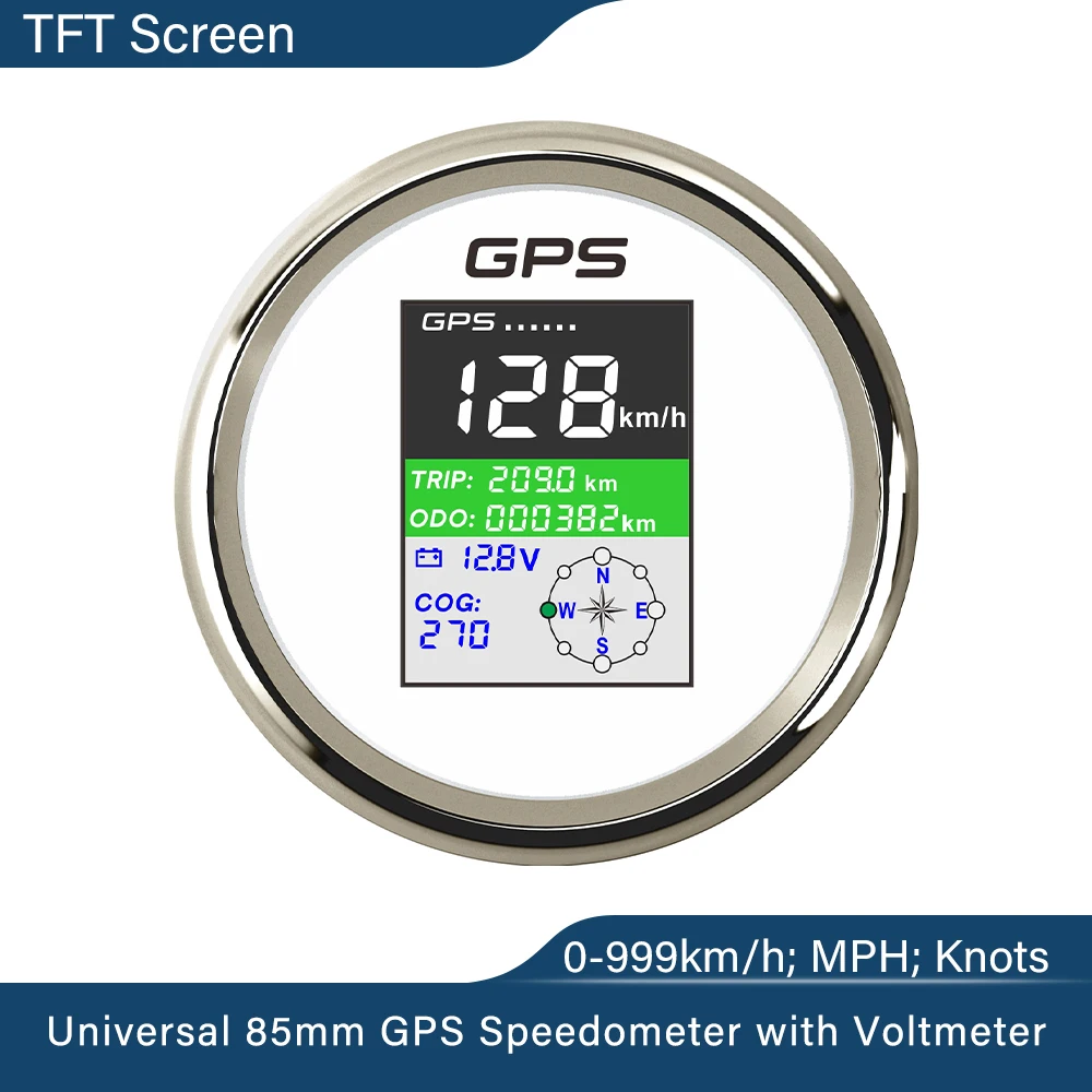 85mm Digital 0 999km/h MPH Knots GPS Speedometer with 9 32V Voltmeter