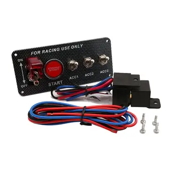 

Car Triple Conversion Combination Switch Carbon Fiber Panel Switch Rocker Type One Button Start