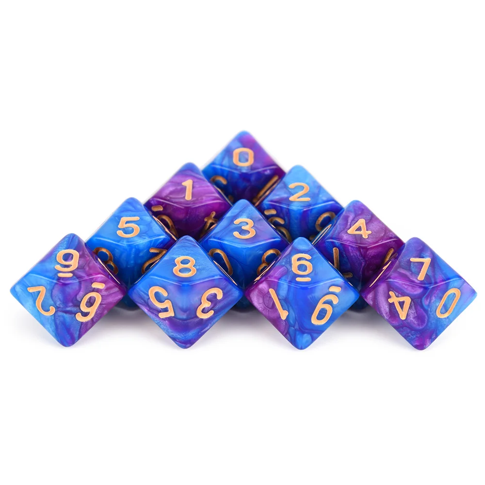Turquoise Purple 10 шт. D10 двухсторонние многогранные игральные кости для настольной ролевой игры мир тьмы вампирский набор из 10 D10 - Цвет: Turquoise Purple