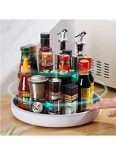 360 Rotating Seasoning Storage Rack Tray Oilproof Non-slip Spice Organizer Holder Shelf Kitchen Organise Accessories Supplies