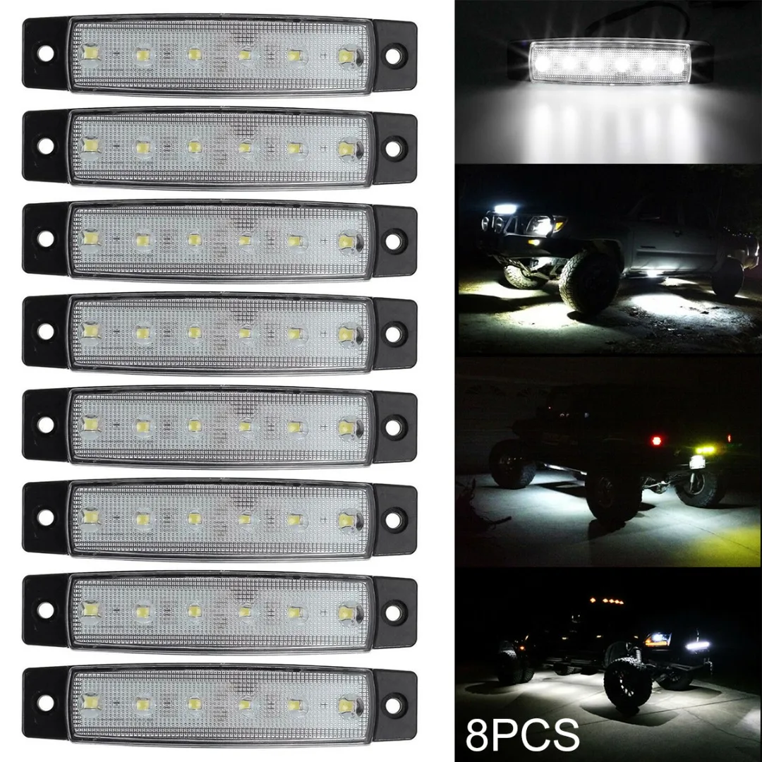 

8pcs Car External Light LED 12V 6 SMD LED Auto Car Bus Truck Lorry Side Marker Indicator LED Trailer Light Warning Rear Lamp
