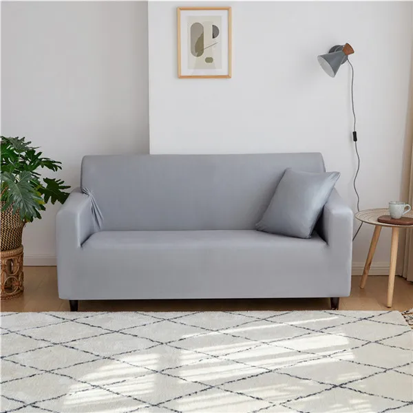 Light Grey Solid Color Elastic Sofa Slipcovers Stretch Sofa Covers For Living Room Furniture Protector Armchair Couch Cover 1/2/3/4 Seater - Цвет: Light Grey