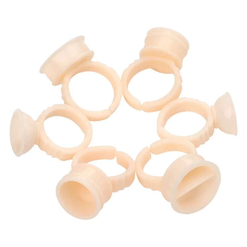 100 Stück Einweg-Silikon-Wimpernkleber-Ringbecher Wimpernverlängerungs-Halter Klebstoffbehälter Tattoo-Pigment Damen Make-up Werkzeugset – Detail 3