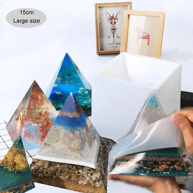 15 см большой пирамиды эпоксидная смола форма DIY Orgonite украшения дома керамика из