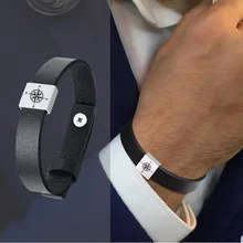 Мужской кожаный браслет, персонализированные мужские отношения на дальние расстояния, подарок для бойфренда, подарок для мужчины, выгравированный подарок для папы