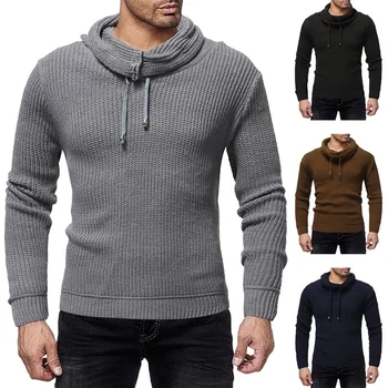 

ZOGAA Autumn Sweater Men Winter Warm Knitted Men's Sweater Casual Solid Heap Collar Slim Sweater Coat Pull Homme Male Clothing
