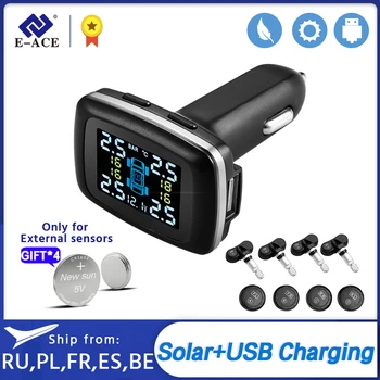 

E-ACE Car TPMS Tire Pressure Monitoring System Sensors Tyre Cigarette Lighter USB port Auto Security Alarm Monitoring