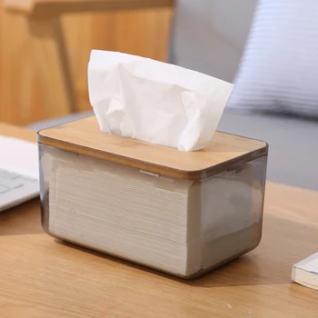 

Clear Tissue Box Wood Cover Napkin Holder Nordic Napkin Box Case Desktop Household Tissue Holder Paper Box for Kitchen Bathroom