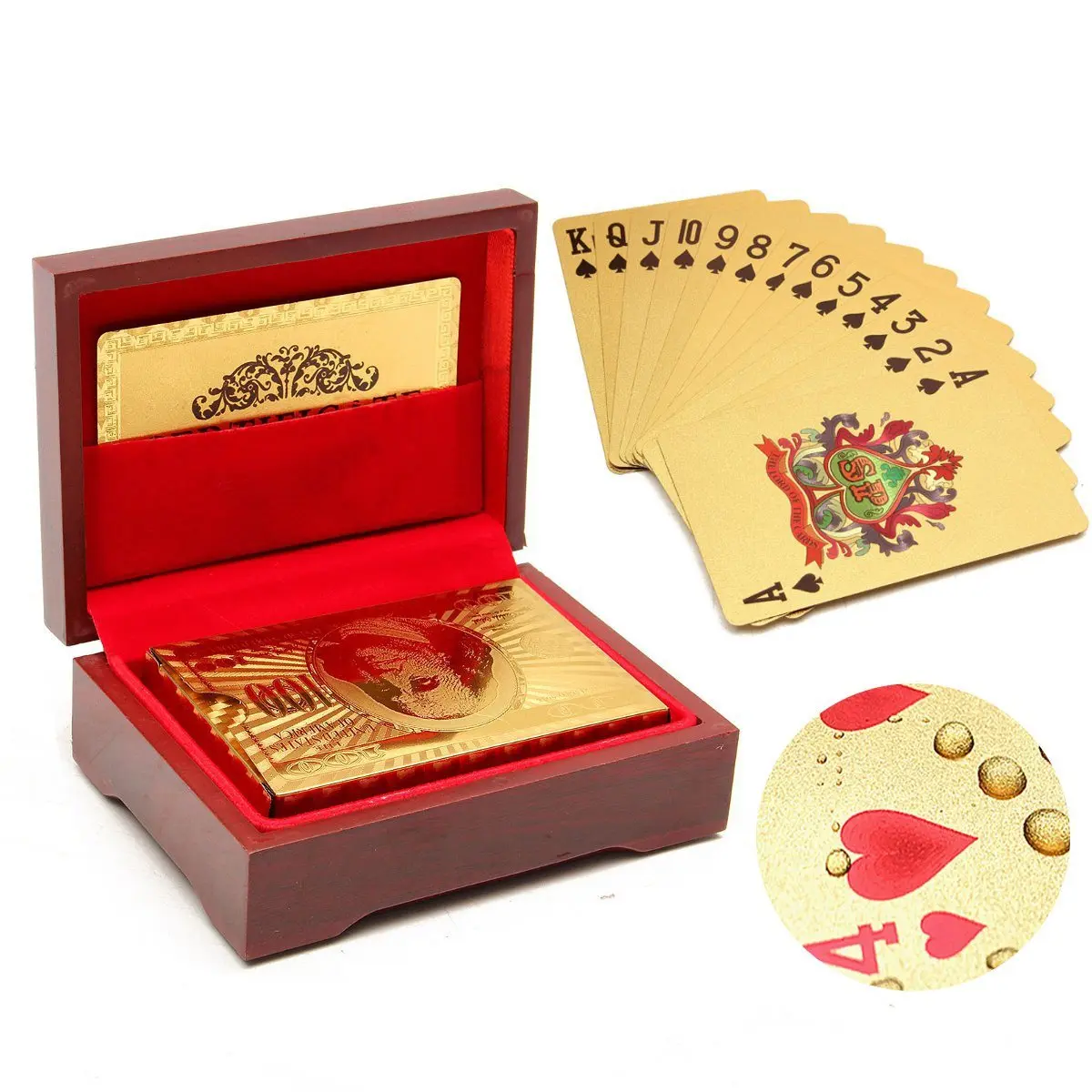 

New Arrival Plastic Waterproof 1 Set Gold Poker Cards With Red Box Perfect for Birthday Anniversary Celebrations