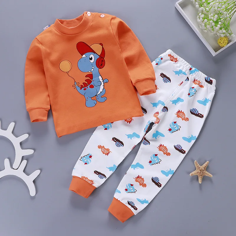6M-4 лет одежда унисекс для малышей, 2 шт./компл. для маленьких мальчиков комплект одежды из хлопка для девочек, одежда с длинным рукавом; комплекты для малышей; сезон осень; комплект нижнего белья для Одежда для маленьких мальчиков