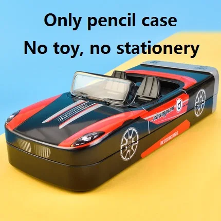 Двухслойный металлический чехол-карандаш с гоночной машиной для детского сада, для детей, для начальной школы, для студентов, подарок, канцелярские принадлежности, Deli 71006 - Цвет: black