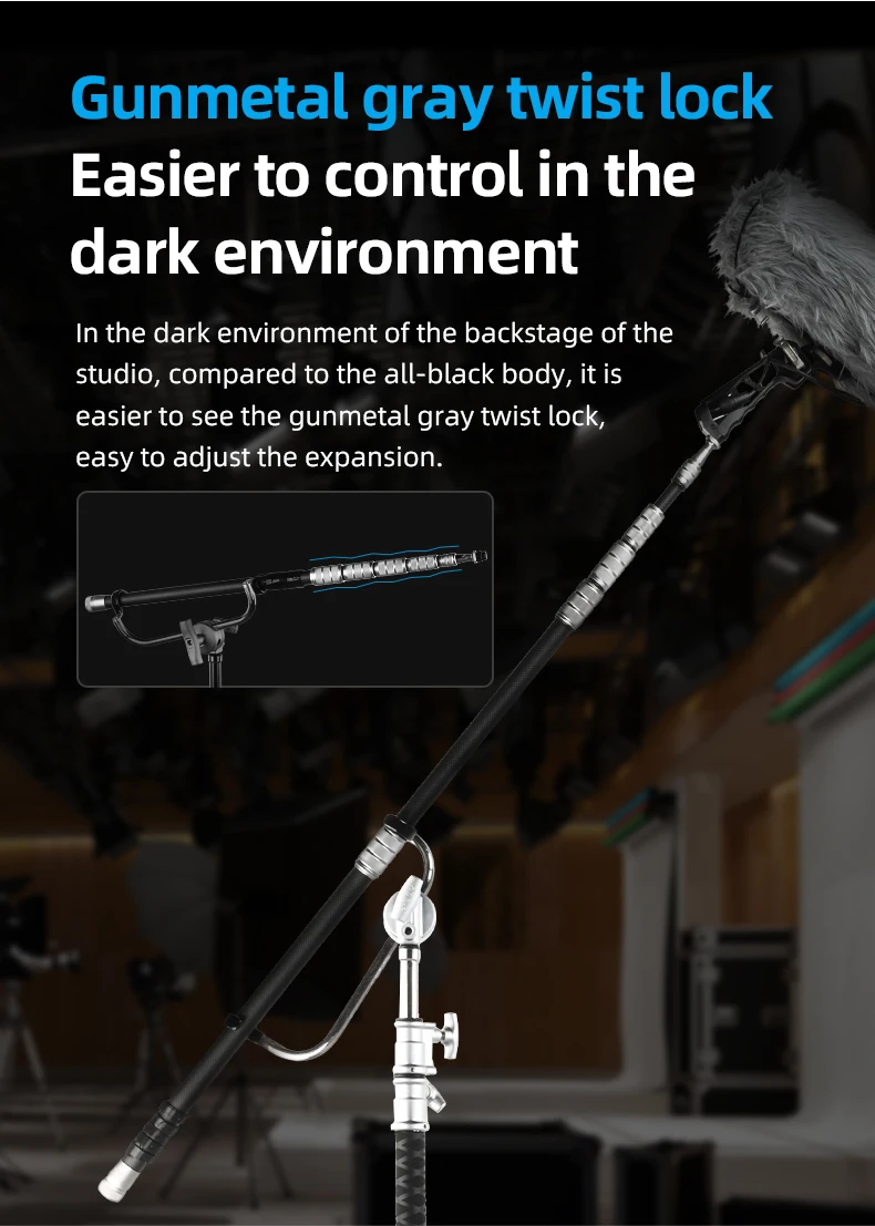 Selens Handheld Microphone Boom Arm Carbon Fiber Pole Arm Extendable 5 Section F