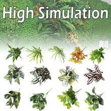 13 видов стилей, искусственные растения, цветы с листьями, зеленая трава, пластиковые растения, искусственные листья, куст для украшения дома, свадьбы