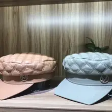 01911-юаней pu искусственная кожа Мода решетки высшего качества леди обслуживание кепки женские Козырьки Шляпы