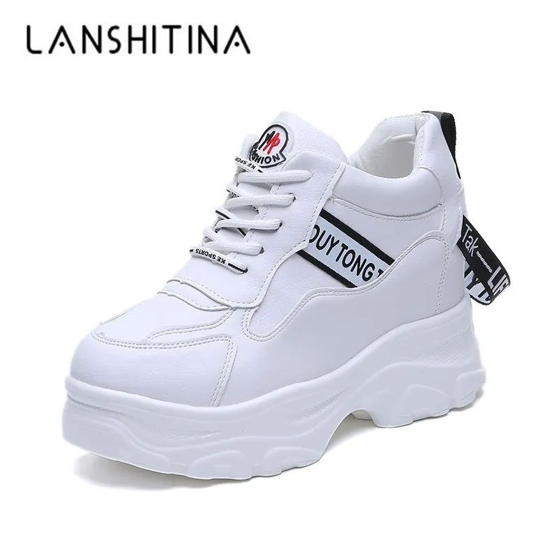 2020 Новая женская повседневная обувь на платформе весенние кроссовки танкетке 10