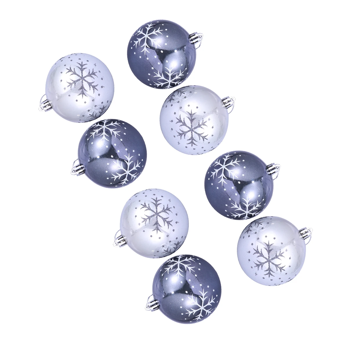 6pcs Christmas Hanging Pendant Snowflake Printing Hanging Ball Pendant Christmas Supplies For Christmas Yard