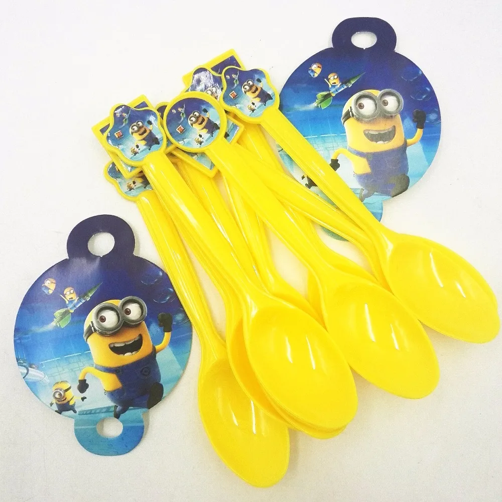 

10pcs Minions Party Decoration Kids Disposable Plastic Children's Birthday Party Spoon Favors Holiday Minion Party Supplies
