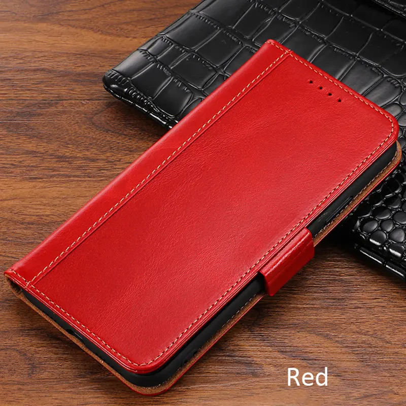 Чехол из натуральной коровьей кожи с масляным воском для iPhone 11 Pro Max Book Wallet - Цвет: Red