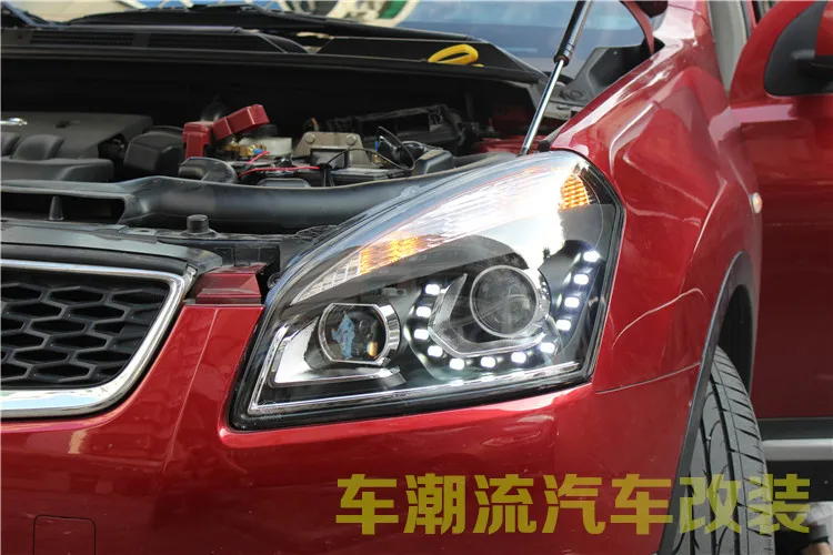 Автомобильный Стайлинг для Nissan Qashqai фары 2008- Qashqai светодиодный фары DRL Биксеноновые линзы Высокий Низкий луч парковка противотуманная фара