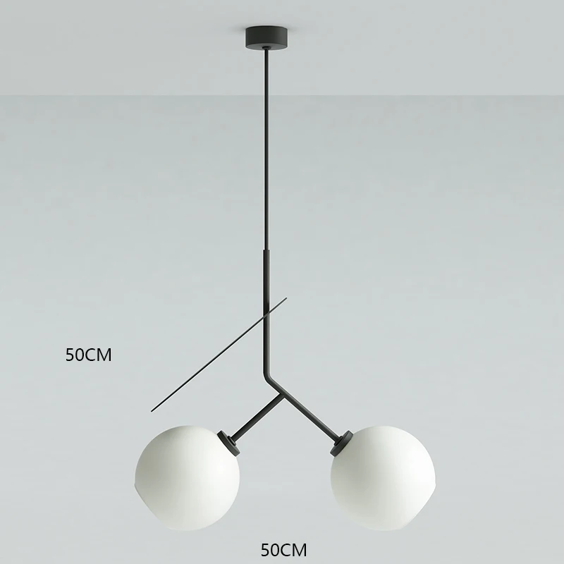 50cmx50cm Black Современный подвесной светильник из железного стекла в скандинавском стиле, подвесной светильник для столовой, гостиной, прикроватной тумбочке, спальни, Лофт подвесной светильник - Цвет корпуса: 50cmx50cm Black