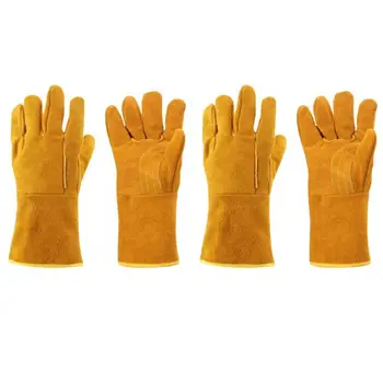 

2 Pairs Fireproof Leather Welder Gloves Anti Heat Work Safety Welding Protector