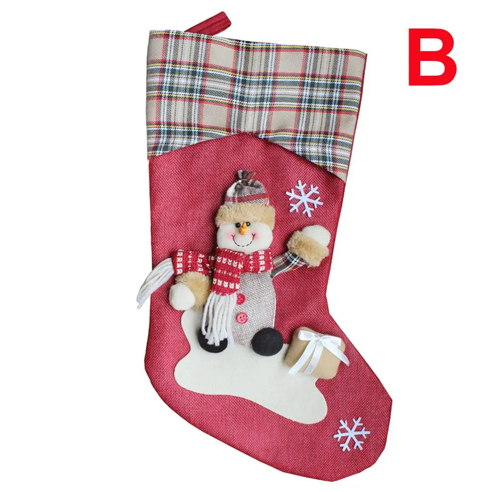 Рождественские носки, Классические носки, Рождественское украшение для дома, мягкие Рождественские Елочные подвесные игрушки, Подарочный пакет для конфет - Цвет: B