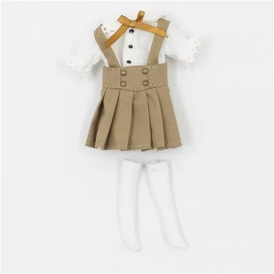 Для кукла Middle blyth белая рубашка коричневая юбка комбинезоны студенческий костюм Uinform головные уборы 20 см 1/8 игрушка в подарок