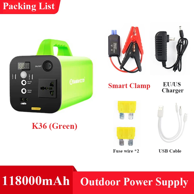 220V 300W Emergency Generator 118000mAh Portable Power Station Car Jump Starter Solar Power Bank Outdoor Power Supply Inverter jump pack