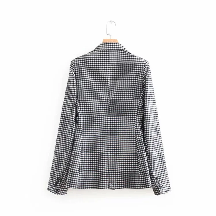 

2018 Europe And America Autumn New Style WOMEN'S Dress Versitile Fashion Single Buckle Square Pattern Casual Suit Jacket