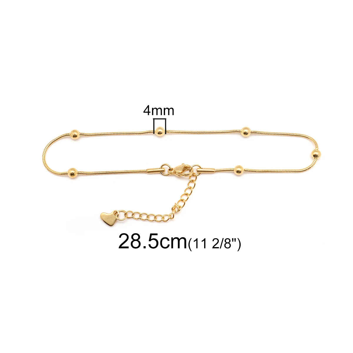 Silver Anklet Bracelet Ankle Chains Cubic Zirconia Anklet Beads Anklet Fashion Accessories 1PC 23.3cm Stainless Steel Anklet for Women