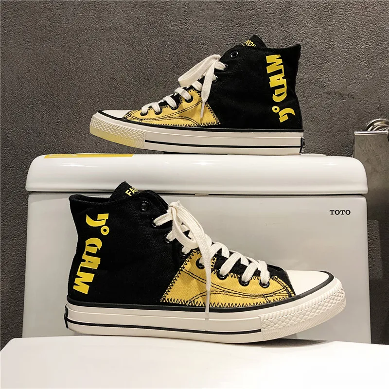 

Spring/Autumn Men Walking Canvas Shoes Brand Designer Canvas Shoes For Boy High Top Vulcanized Canvas Shoes Men Casual Sneakers