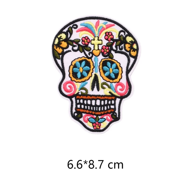 Skeleton Skull Patches For Clothing Badges Goth Gothic Embroidered Appliques Sewing Iron On Patch Tranfer Sticker For Clothes 10