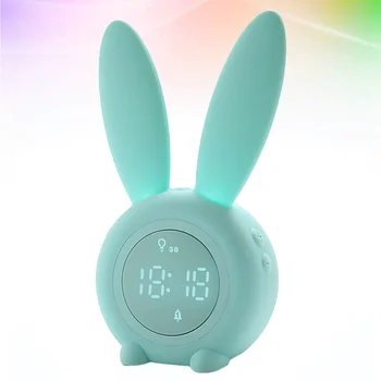

Plastic Alarm Clock Small Desktop Clock Rabbit Ear Style LED Night Light Alarm Clock Magnetic Hanging Clock with USB Rechargable