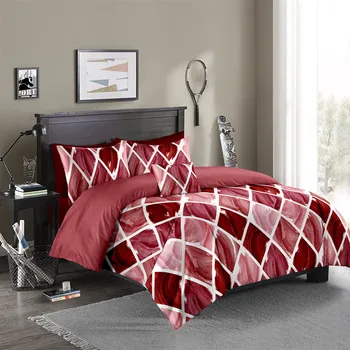 

Hot-Selling Bedding 2Pcs Set Gradient Nordic Diamond Plaid Quilt Cover Pillow Covers Bed Kit Soft Comfortable Breathable