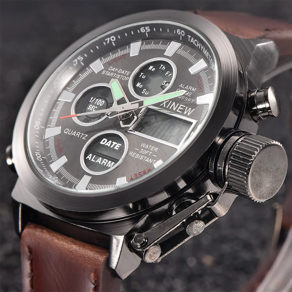Модный браслет известной марки часы Мужские Кварцевый спортивный военный светодиодный часы аналог нержавеющей стали наручные часы relogio masculino