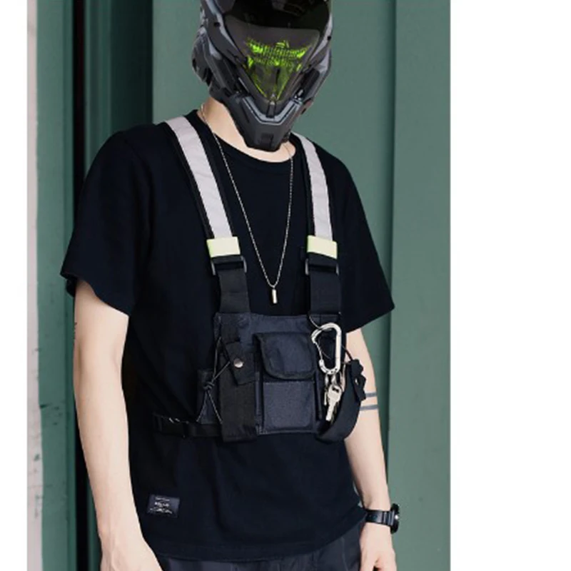 

Men Tactical Shoulder Bags Chest Rig Bag Hip Hop Streetwear Men Functional Waist Packs Adjustable Pockets Waistcoat Kanye West